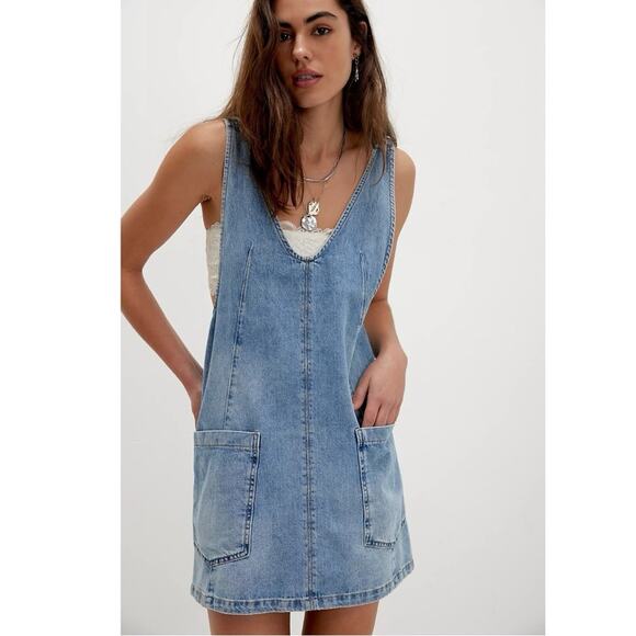 Free People High Roller Skirtall in Follow Your Heart Light Blue Size XL NWT - Picture 7 of 15